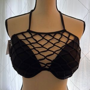 NWT Shade & Shore Padded Fishnet Bikini Top 36D